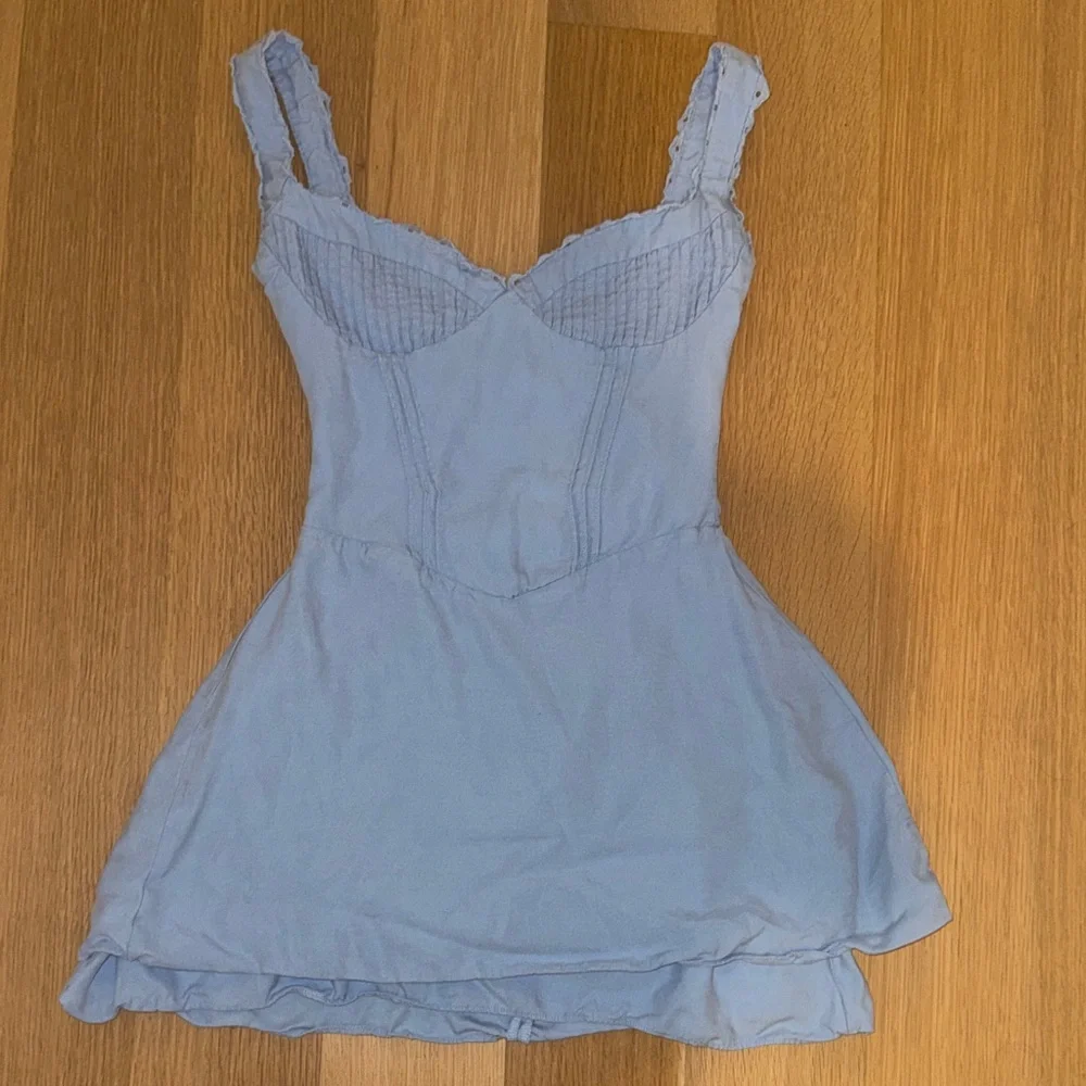 House of CB Tilly Pintuck Mini Dress in Blue - Picture 2 of 4